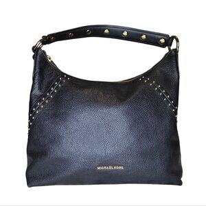 Michael Kors Aria Black Studded Leather Shoulder Bag - New